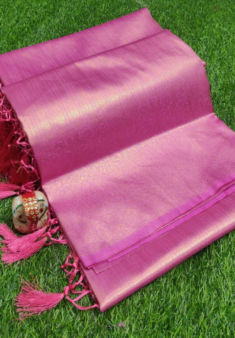 VastraLakshmi Petrichor Pink Kanjivaram Silk Saree With Seraglio Blouse Piece