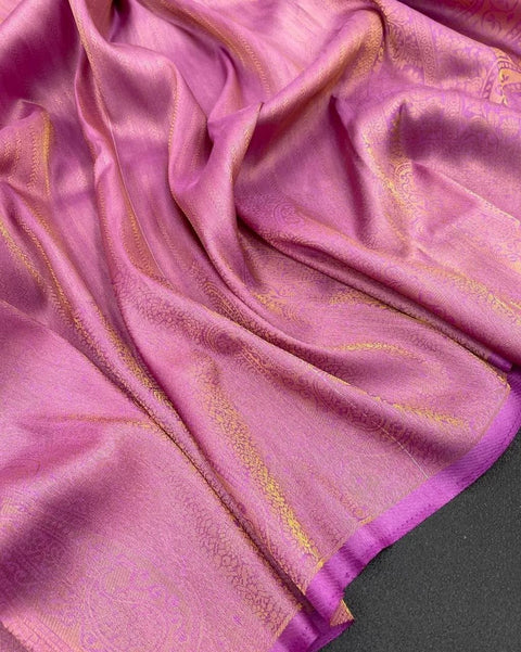 VastraLakshmi Petrichor Pink Kanjivaram Silk Saree With Seraglio Blouse Piece