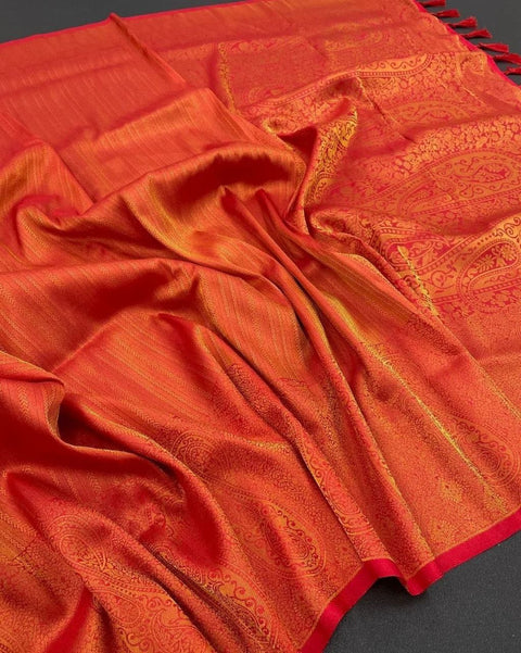 VastraLakshmi Devastating Wine Kanjivaram Silk Saree With Devastating Blouse Piece