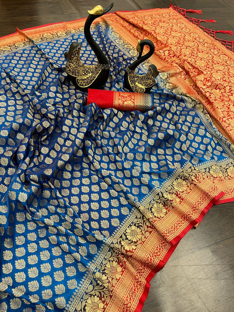 VastraLakshmi Excellent Royal Blue Soft Banarasi Silk Saree With Conflate Blouse Piece