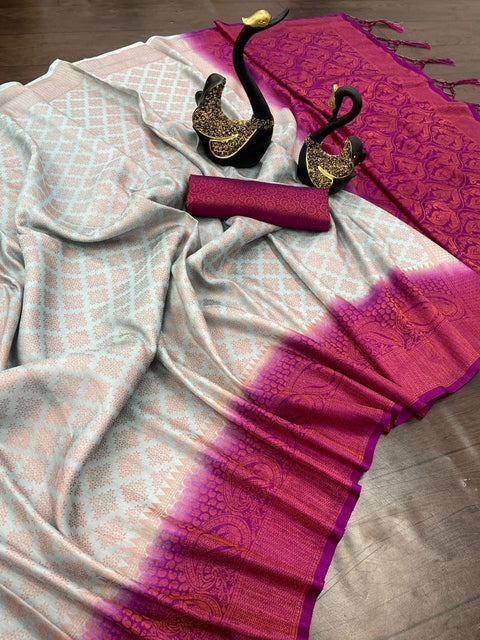 VastraLakshmi Unique Grey Soft Banarasi Silk Saree With Beautiful Blouse Piece