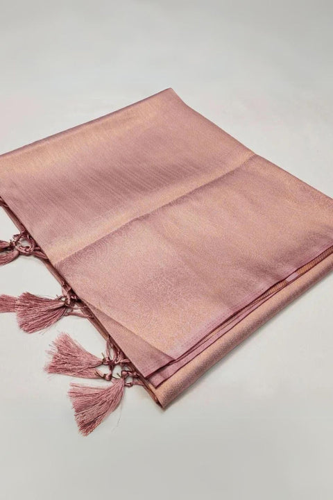 VastraLakshmi Unique Baby Pink Kanjivaram Silk Saree With Glowing Blouse Piece