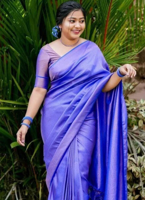 VastraLakshmi Seraglio Royal Blue Kanjivaram Silk Saree With Eloquence Blouse Piece