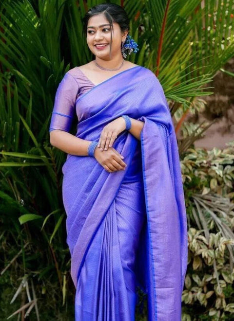 VastraLakshmi Seraglio Royal Blue Kanjivaram Silk Saree With Eloquence Blouse Piece