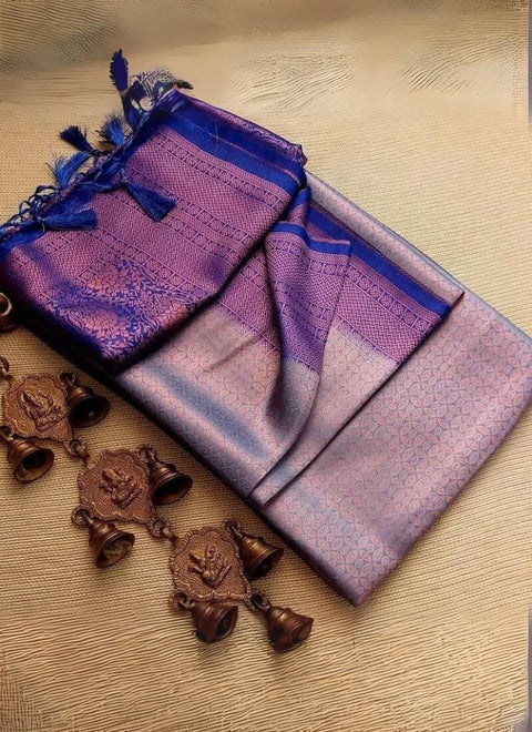 VastraLakshmi Capricious Grey Kanjivaram Silk Saree With Deserving Blouse Piece