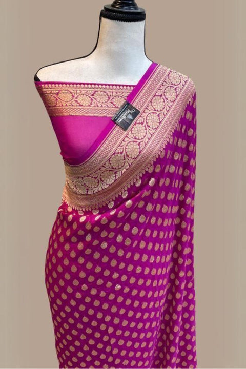 VastraLakshmi Classy Dark Pink Soft Banarasi Silk Saree With Demanding Blouse Piece