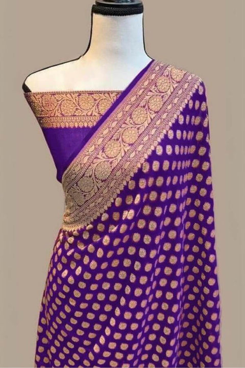 VastraLakshmi Twirling Royal Blue Soft Banarasi Silk Saree With Divine Blouse Piece