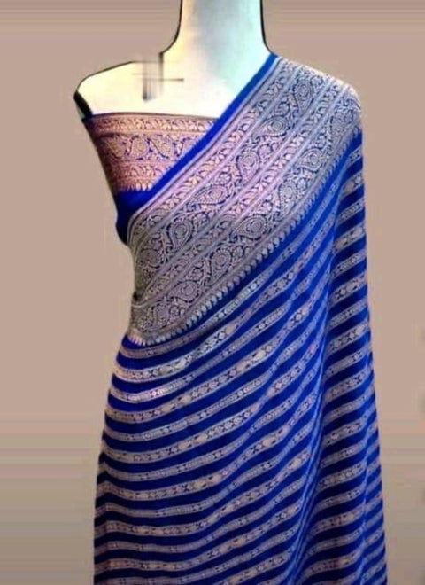 VastraLakshmi Delectable Royal Blue Soft Banarasi Silk Saree With Gratifying Blouse Piece