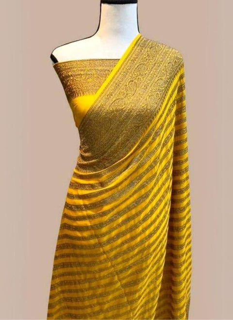 VastraLakshmi Enigmatic Yellow Soft Banarasi Silk Saree With Tempting Blouse Piece