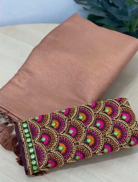 VastraLakshmi Resplendent Baby Pink Kanjivaram Silk Saree With Two Artistic Blouse Piece