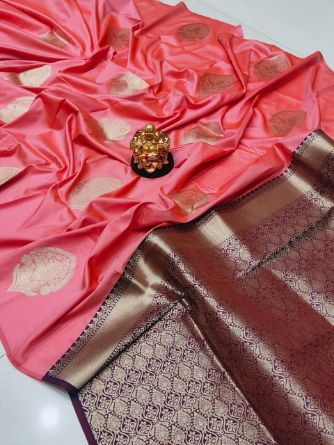 VastraLakshmi Classy Pink Soft Banarasi Silk Saree With Fancifull Blouse Piece