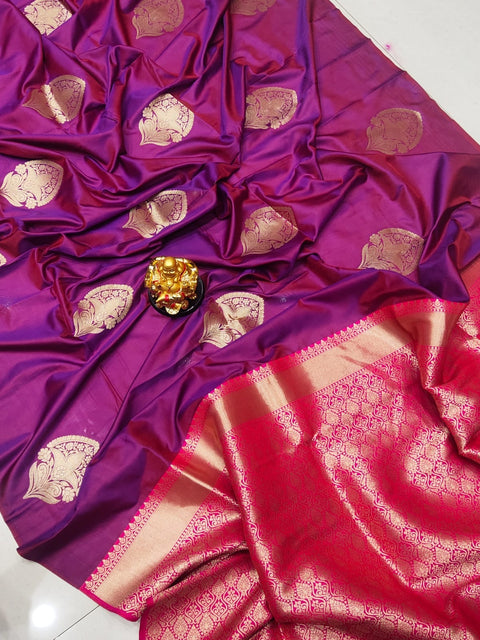 VastraLakshmi Precious Purple Soft Banarasi Silk Saree With Fancifull Blouse Piece