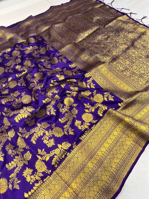 VastraLakshmi Gorgeous Purple Banarasi Silk Saree With Adorable Blouse Piece