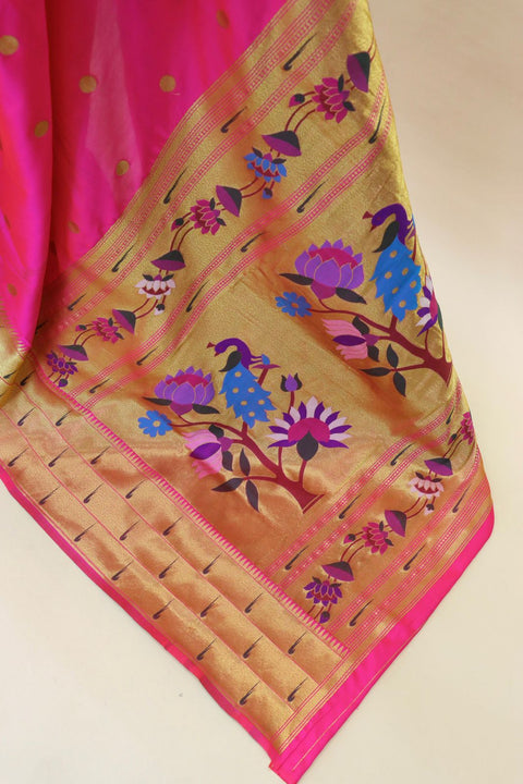 VastraLakshmi Admirable Dark Pink Paithani Silk Saree With Lissome Blouse Piece