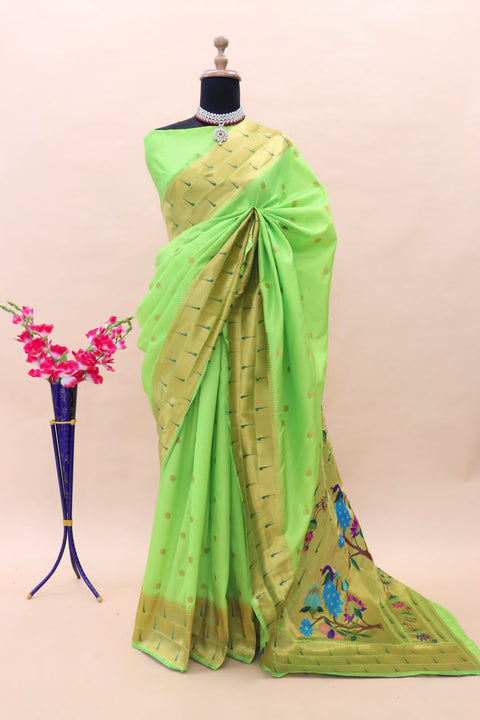 VastraLakshmi Assemblage Parrot Paithani Silk Saree With Redolent Blouse Piece