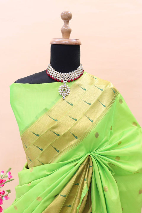 VastraLakshmi Assemblage Parrot Paithani Silk Saree With Redolent Blouse Piece