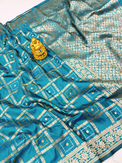 VastraLakshmi Exceptional Firozi Banarasi Silk Saree With Prominent Blouse Piece