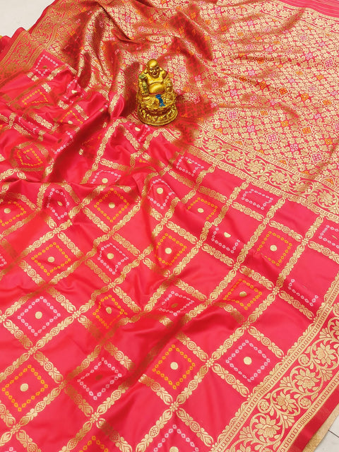 VastraLakshmi Exquisite Pink Banarasi Silk Saree With Traditional Blouse Piece