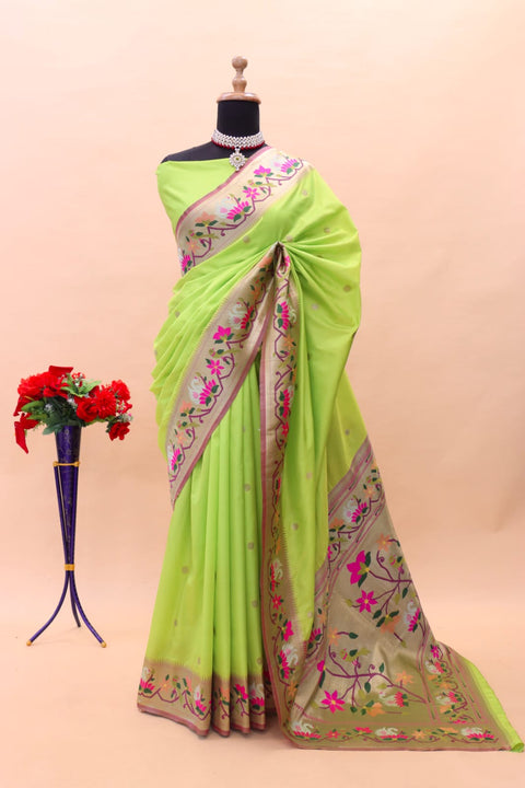 VastraLakshmi Extraordinary Parrot Paithani Silk Saree With Lovely Blouse Piece