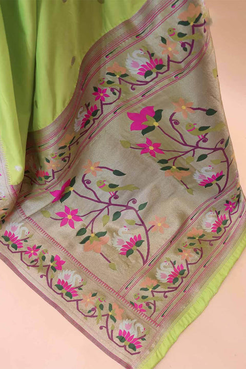 VastraLakshmi Extraordinary Parrot Paithani Silk Saree With Lovely Blouse Piece