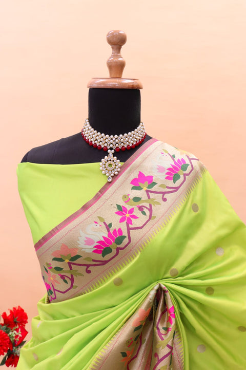 VastraLakshmi Extraordinary Parrot Paithani Silk Saree With Lovely Blouse Piece