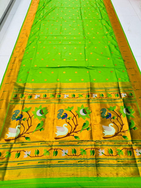 VastraLakshmi Flaunt Green Paithani Silk saree With Snappy Blouse Piece