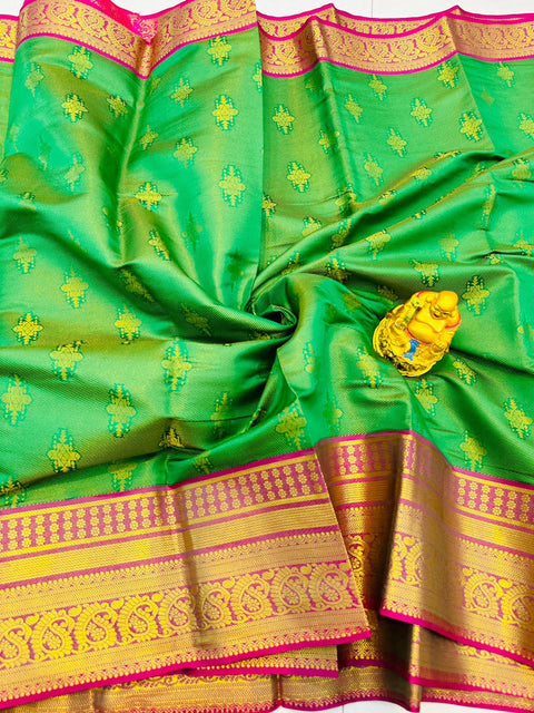 VastraLakshmi Flattering Green Kanjivaram Silk With Demure Blouse Piece