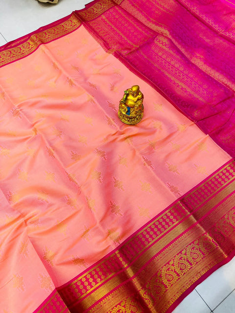 VastraLakshmi Pretty Pink Kanjivaram Silk With Demure Blouse Piece