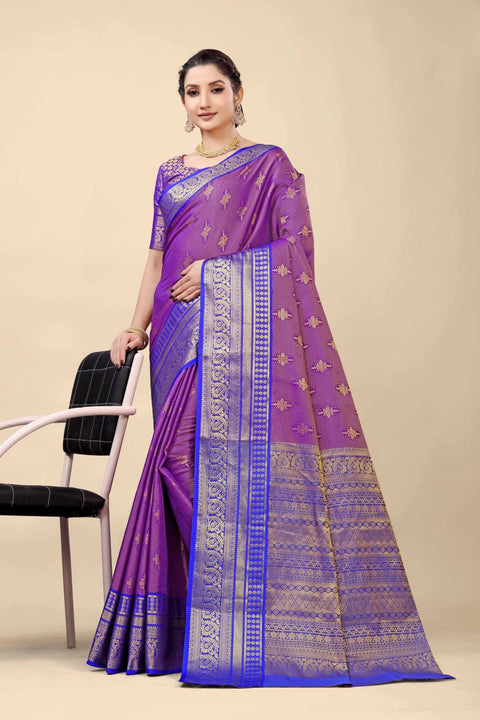 VastraLakshmi Charming Purple Kanjivaram Silk With Demure Blouse Piece