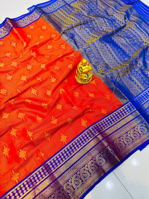 VastraLakshmi Classy Red Kanjivaram Silk With Demure Blouse Piece