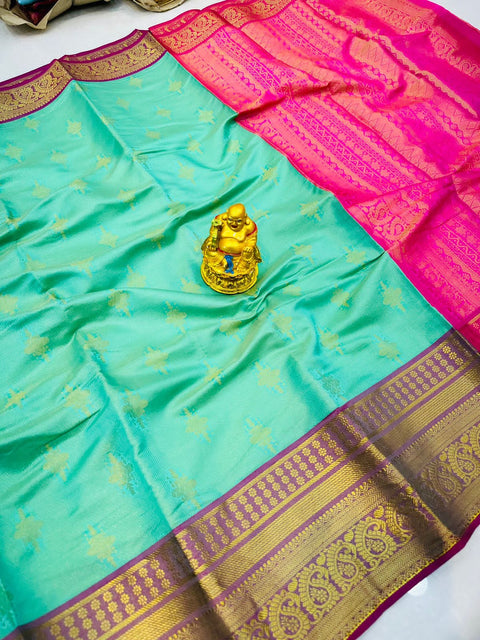 VastraLakshmi Classy Sky Kanjivaram Silk With Demure Blouse Piece