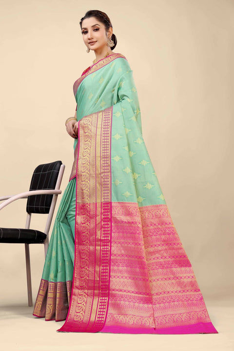 VastraLakshmi Classy Sky Kanjivaram Silk With Demure Blouse Piece