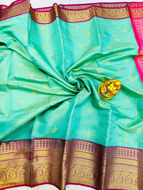 VastraLakshmi Classy Sky Kanjivaram Silk With Demure Blouse Piece