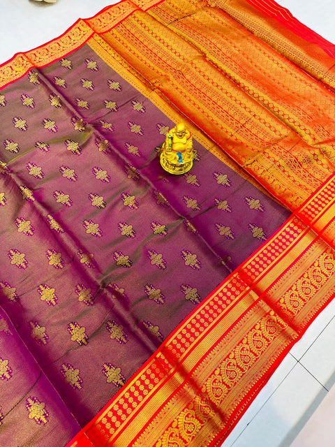 VastraLakshmi Sensational Wine Kanjivaram Silk With Demure Blouse Piece