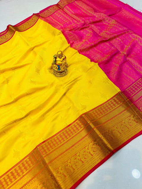 VastraLakshmi Gratifying Yellow Kanjivaram Silk With Demure Blouse Piece