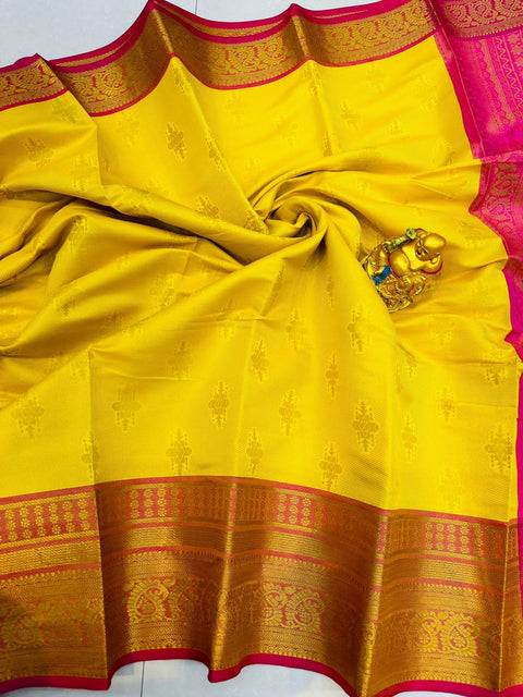 VastraLakshmi Gratifying Yellow Kanjivaram Silk With Demure Blouse Piece