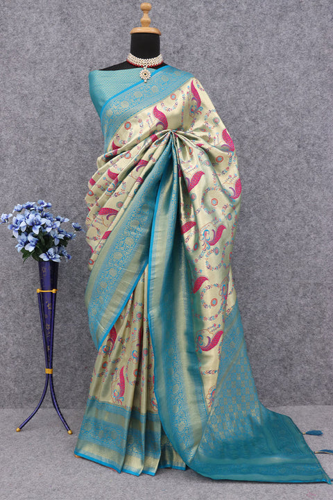 VastraLakshmi Unique Beige Digital Printed Soft Silk Saree With Appealing Blouse Piece