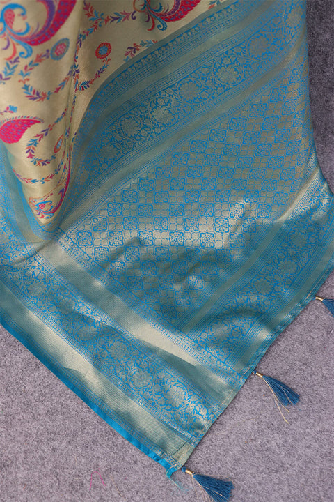 VastraLakshmi Unique Beige Digital Printed Soft Silk Saree With Appealing Blouse Piece