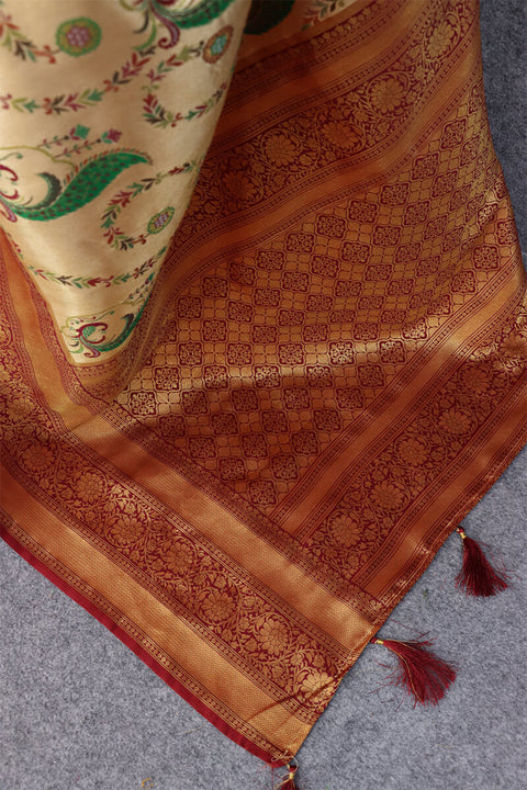 VastraLakshmi Enticing Beige Digital Printed Soft Silk Saree With Conflate Blouse Piece