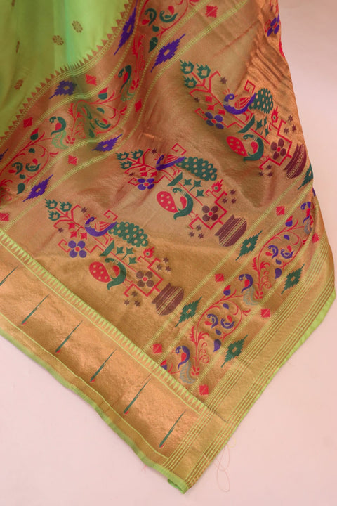 VastraLakshmi Skinny Parrot Paithani Silk Saree With Lovely Blouse Piece