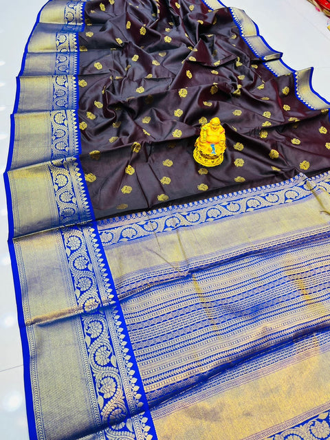 VastraLakshmi Glittering Wine Kanjivaram Silk With Glittering Blouse Piece