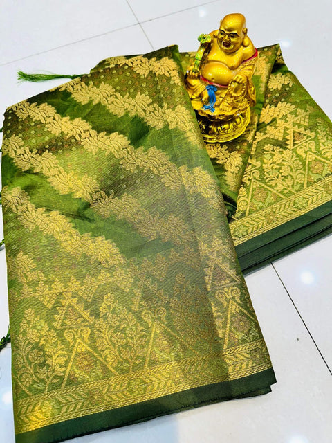 VastraLakshmi Gratifying Green Organza Silk Saree With Adorning Blouse Piece