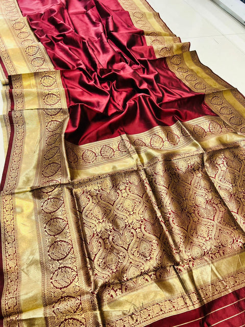 VastraLakshmi Demanding Maroon Soft Banarasi Silk Saree With Nemesis Blouse Piece