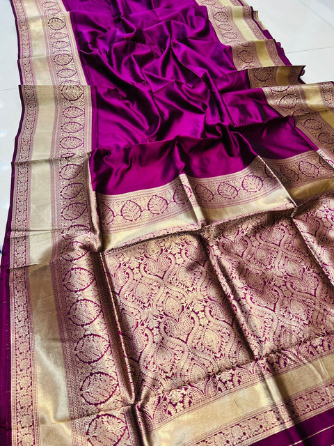 VastraLakshmi Impressive Purple Soft Banarasi Silk Saree With Nemesis Blouse Piece