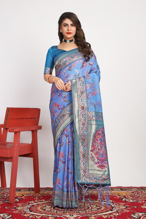 VastraLakshmi Gratifying Firozi Pashmina saree With Invaluable Blouse Piece