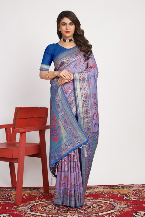 VastraLakshmi Smart Lavendor Pashmina saree With Breathtaking Blouse Piece