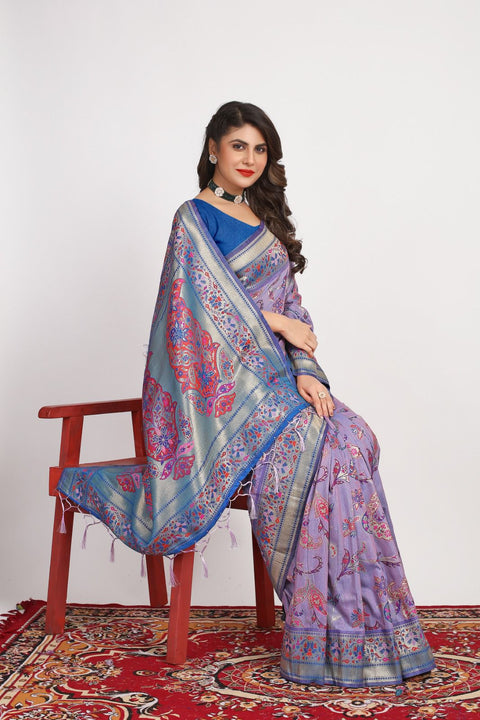 VastraLakshmi Smart Lavendor Pashmina saree With Breathtaking Blouse Piece