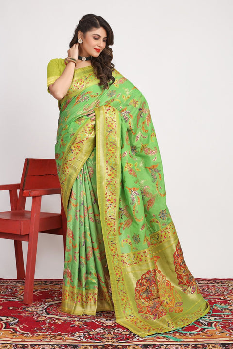 VastraLakshmi Groovy Parrot Pashmina saree With Majesty Blouse Piece