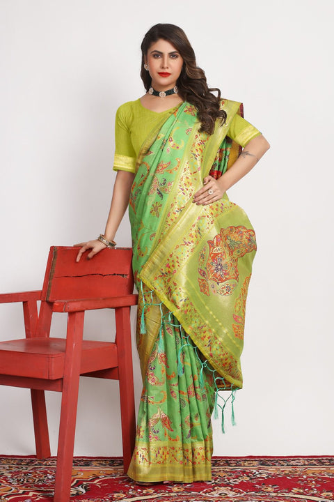 VastraLakshmi Groovy Parrot Pashmina saree With Majesty Blouse Piece