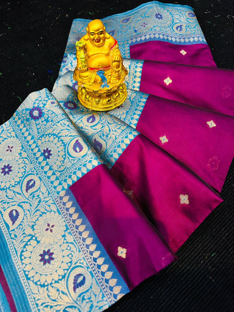 VastraLakshmi Desiring Purple Banarasi Silk Saree With Surpassing Blouse Piece